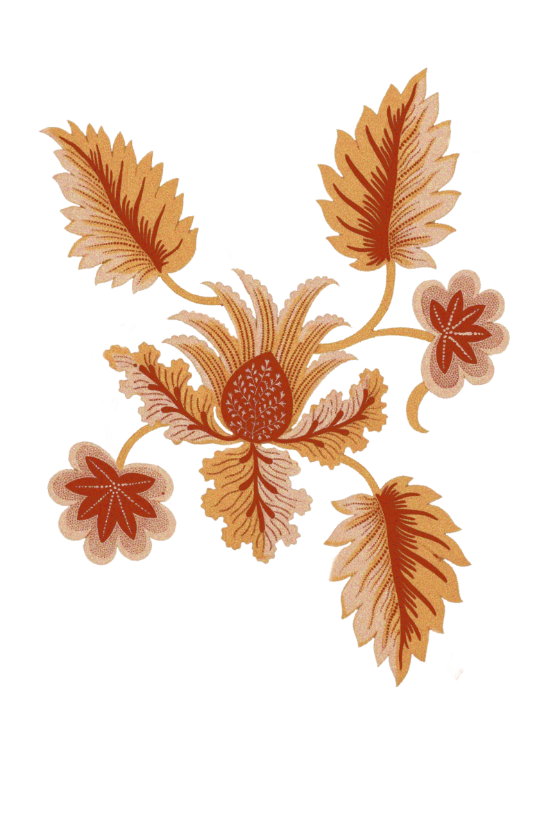 Vintage-Blumenmuster mit cremefarbenen und roten Motiven. Basierend auf einem lizenzfreien Bild von Smithsonian auf Unsplash.