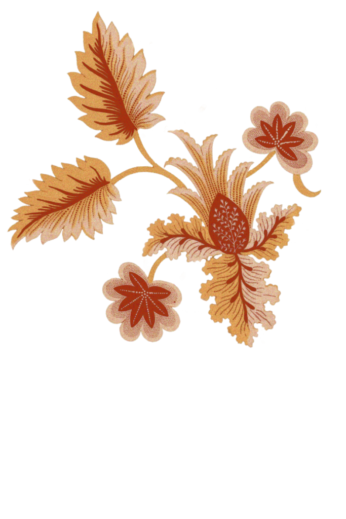 Vintage-Blumenmuster mit cremefarbenen und roten Motiven. Basierend auf einem lizenzfreien Bild von Smithsonian auf Unsplash.